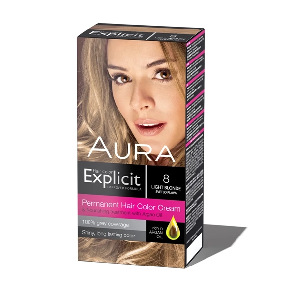 AURA EXPLICIT BOJA ZA KOSU 8 SVETLO PLAVA