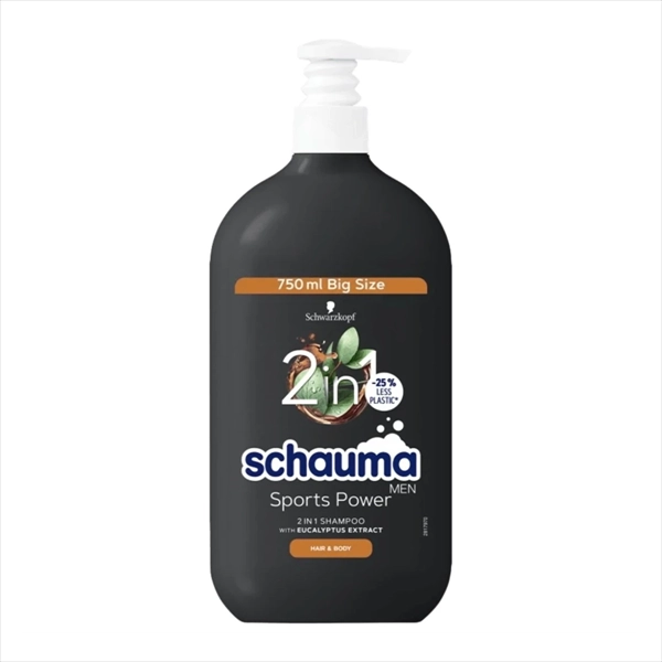 SCHAUMA MEN ŠAMPON ZA KOSU I TELO SPORTS POWER 2U1 PUMPICA 750ML